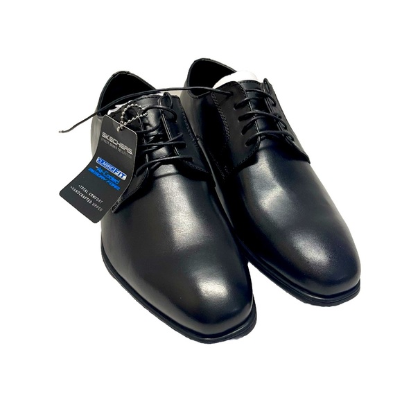 NEW Skechers Classic Fit Oxford Dress Shoes Leather Black Sz 8
